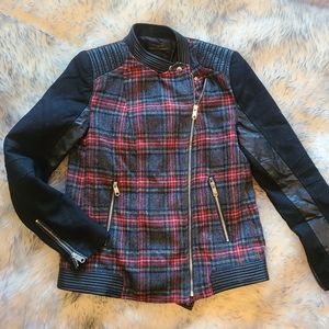 Zara Plaid Moto Jacket
